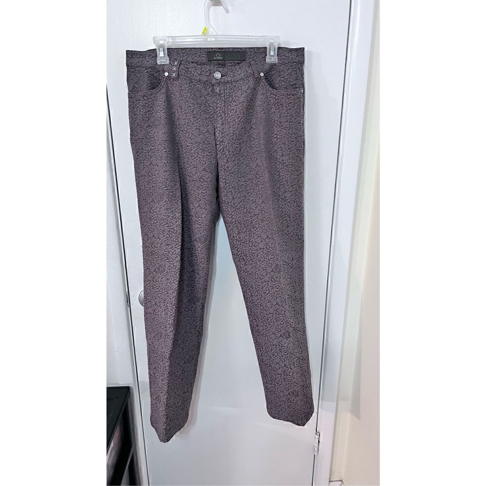 Dismero Vermoda Womens Printed Slim Fit Straight Leg Trouser Pants Gray Size 36